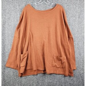 Emery Rose Ribbed Knit Pullover Women 4XL Rust Excellent Oversized Pocket Top